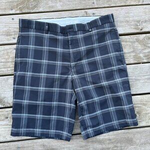 Greg Norman black and gray plaid golf shorts 34